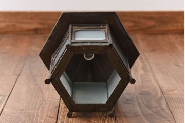 古民具　上品な佇まいの銅製吊り灯篭(天井照明、吊り下げ照明)