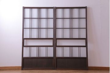 和モダンな空間にぴったりのシックなガラス戸(ガラス帯戸、格子戸、引き戸)2枚セット