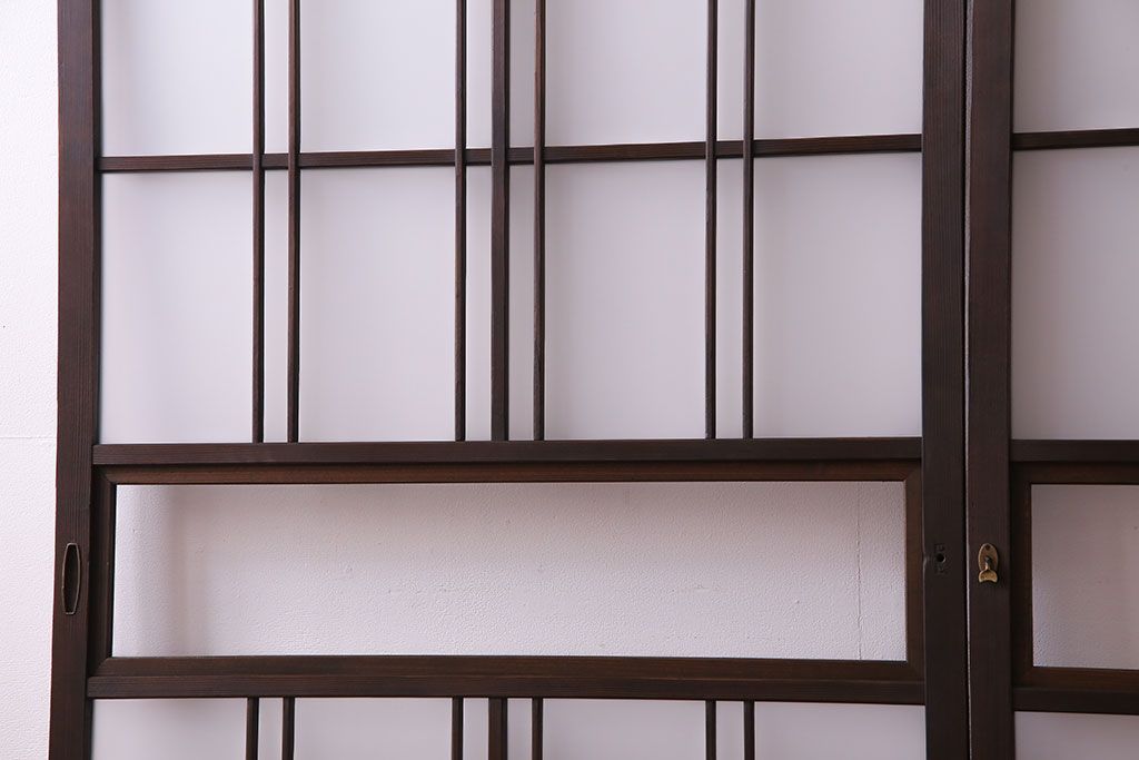 和モダンな空間にぴったりのシックなガラス戸(ガラス帯戸、格子戸、引き戸)2枚セット