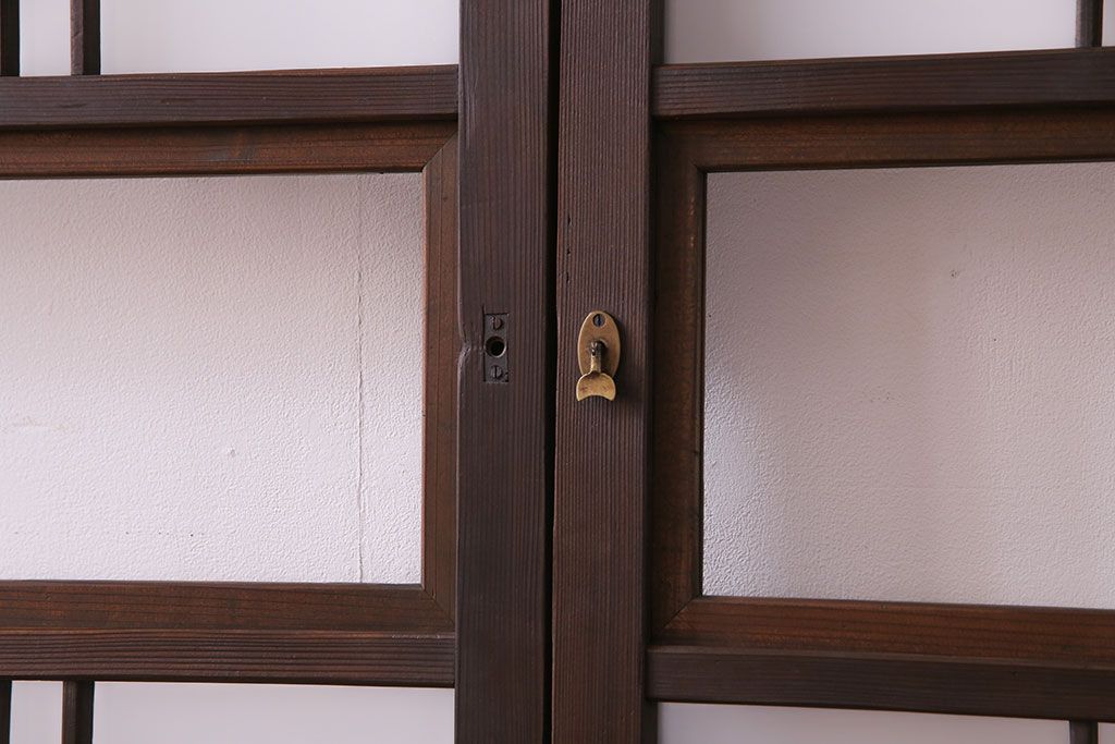 和モダンな空間にぴったりのシックなガラス戸(ガラス帯戸、格子戸、引き戸)2枚セット