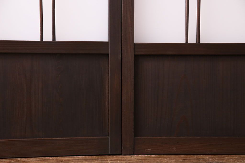 和モダンな空間にぴったりのシックなガラス戸(ガラス帯戸、格子戸、引き戸)2枚セット