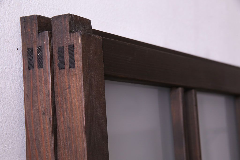 和モダンな空間にぴったりのシックなガラス戸(ガラス帯戸、格子戸、引き戸)2枚セット