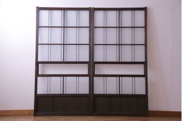 和モダンな空間にぴったりのシックなガラス戸(ガラス帯戸、格子戸、引き戸)2枚セット