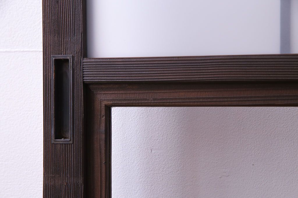 和モダンな空間にぴったりのシックなガラス戸(ガラス帯戸、格子戸、引き戸)2枚セット