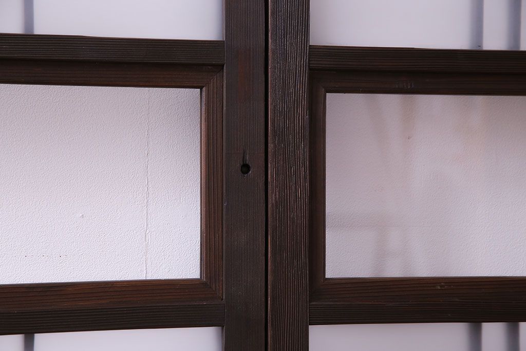 和モダンな空間にぴったりのシックなガラス戸(ガラス帯戸、格子戸、引き戸)2枚セット