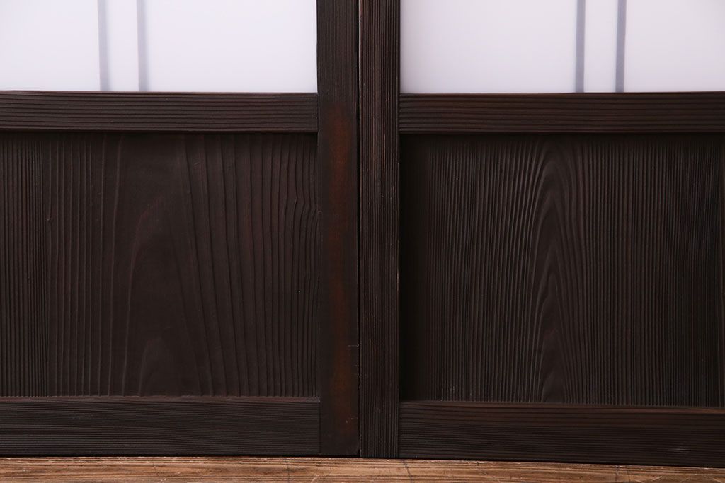 和モダンな空間にぴったりのシックなガラス戸(ガラス帯戸、格子戸、引き戸)2枚セット