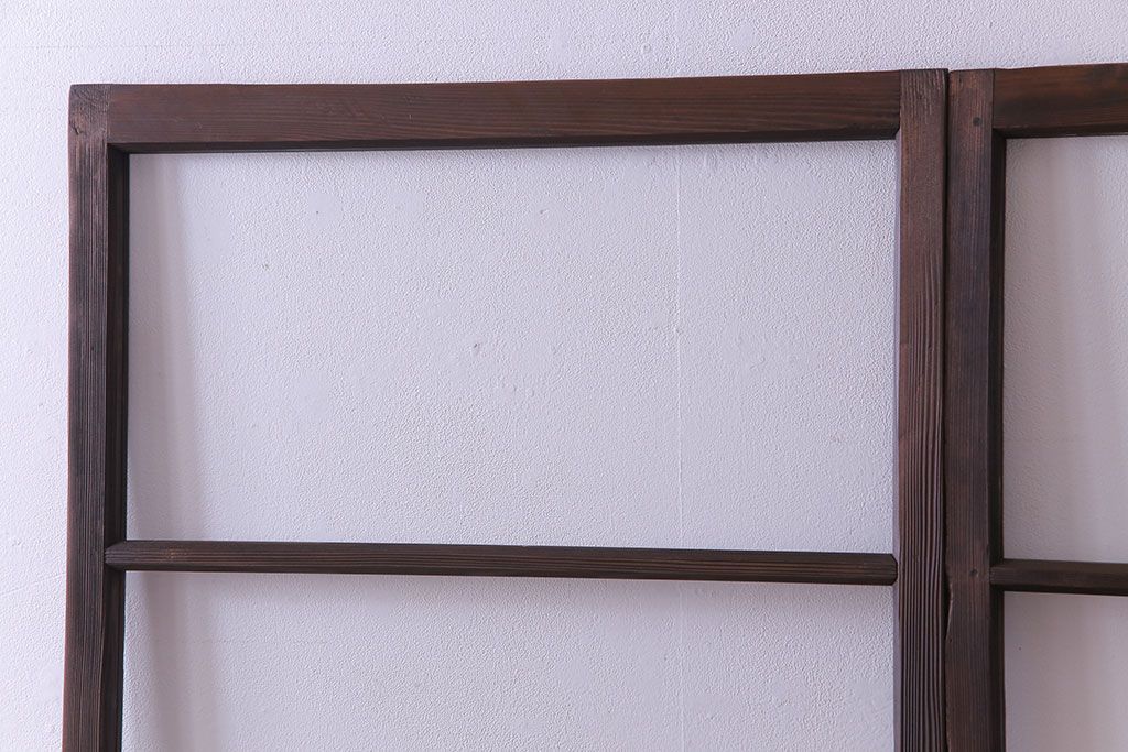 昭和レトロ　味わいのある風合いが魅力のガラス戸(引き戸、建具)2枚セット