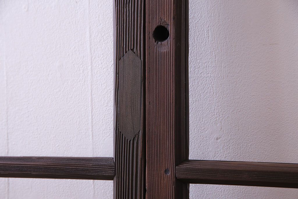 昭和レトロ　味わいのある風合いが魅力のガラス戸(引き戸、建具)2枚セット