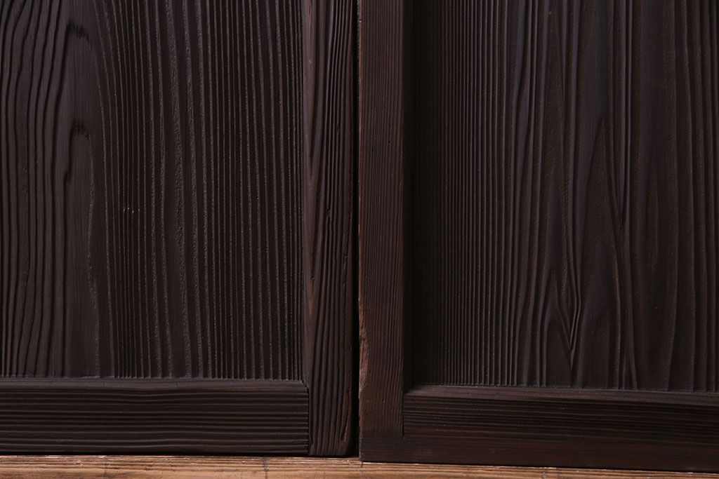 昭和レトロ　味わいのある風合いが魅力のガラス戸(引き戸、建具)2枚セット