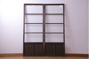 昭和レトロ　味わいのある風合いが魅力のガラス戸(引き戸、建具)2枚セット