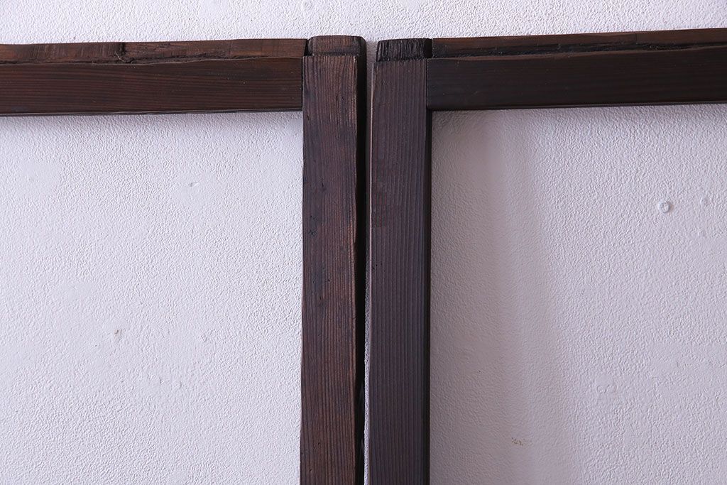 昭和レトロ　味わいのある風合いが魅力のガラス戸(引き戸、建具)2枚セット