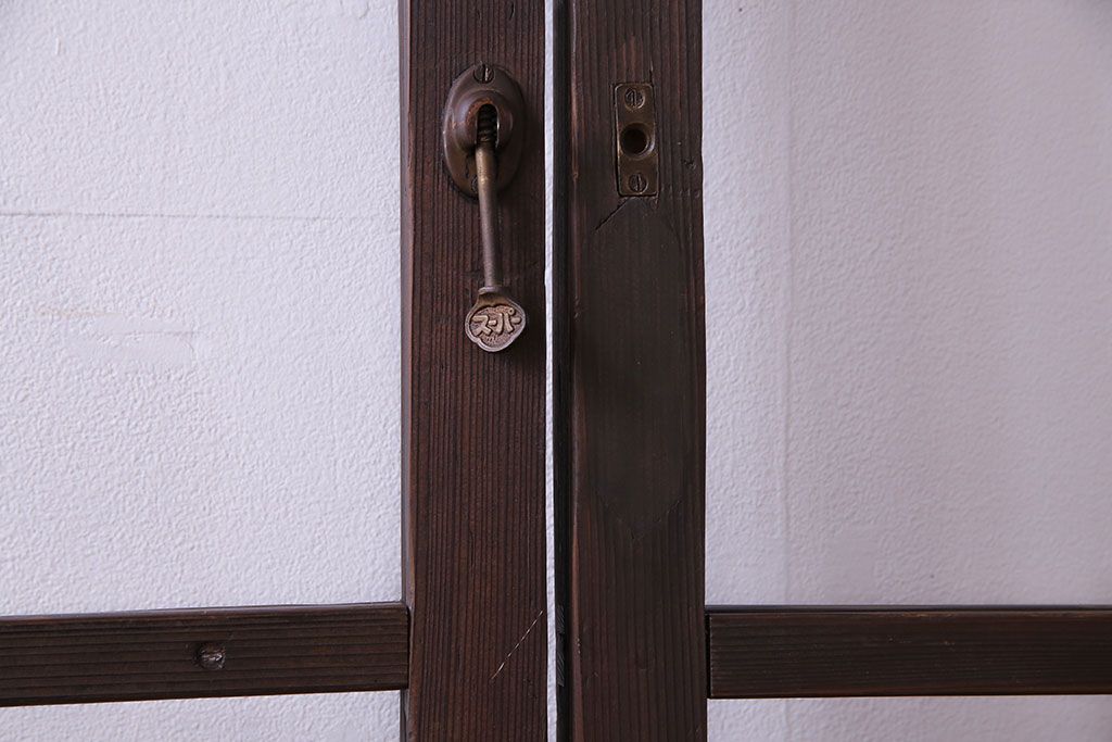 昭和レトロ　味わいのある風合いが魅力のガラス戸(引き戸、建具)2枚セット