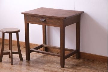 レトロ家具　昭和レトロ　ノスタルジックな引き出し付きデスク(平机、在宅ワーク、在宅用サイドテーブル)