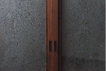 大正ロマン　スリムな形と色ガラスが魅力的な引き戸(ガラス戸、建具)4枚セット