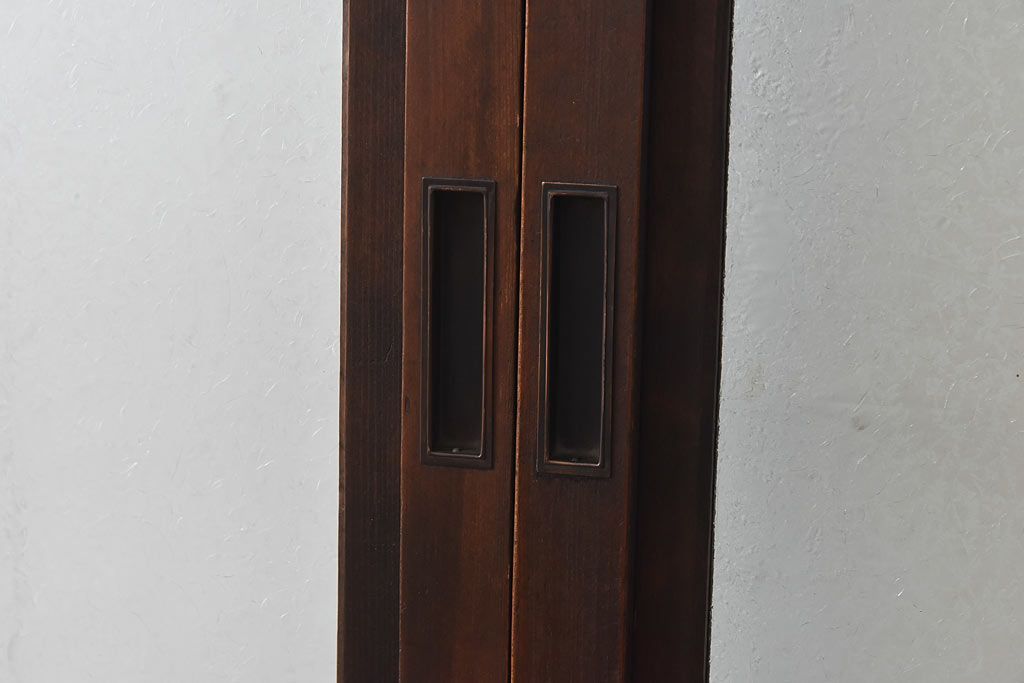 大正ロマン　スリムな形と色ガラスが魅力的な引き戸(ガラス戸、建具)4枚セット