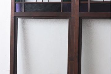 大正ロマン　スリムな形と色ガラスが魅力的な引き戸(ガラス戸、建具)4枚セット