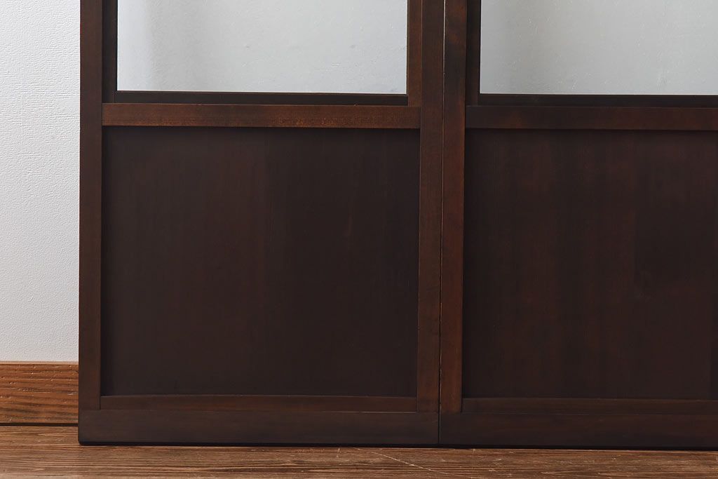 大正ロマン　スリムな形と色ガラスが魅力的な引き戸(ガラス戸、建具)4枚セット