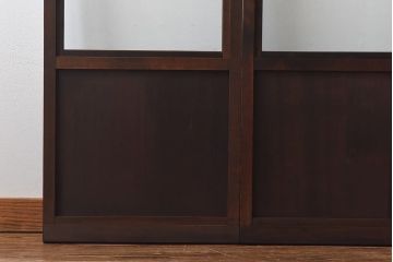 大正ロマン　スリムな形と色ガラスが魅力的な引き戸(ガラス戸、建具)4枚セット