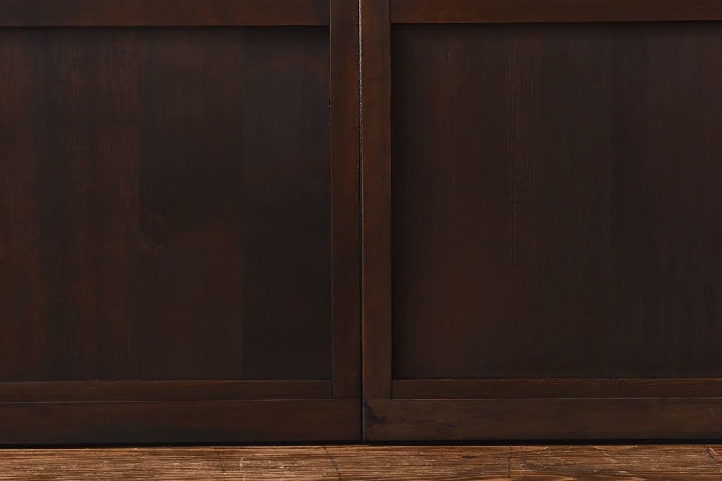 大正ロマン　スリムな形と色ガラスが魅力的な引き戸(ガラス戸、建具)4枚セット