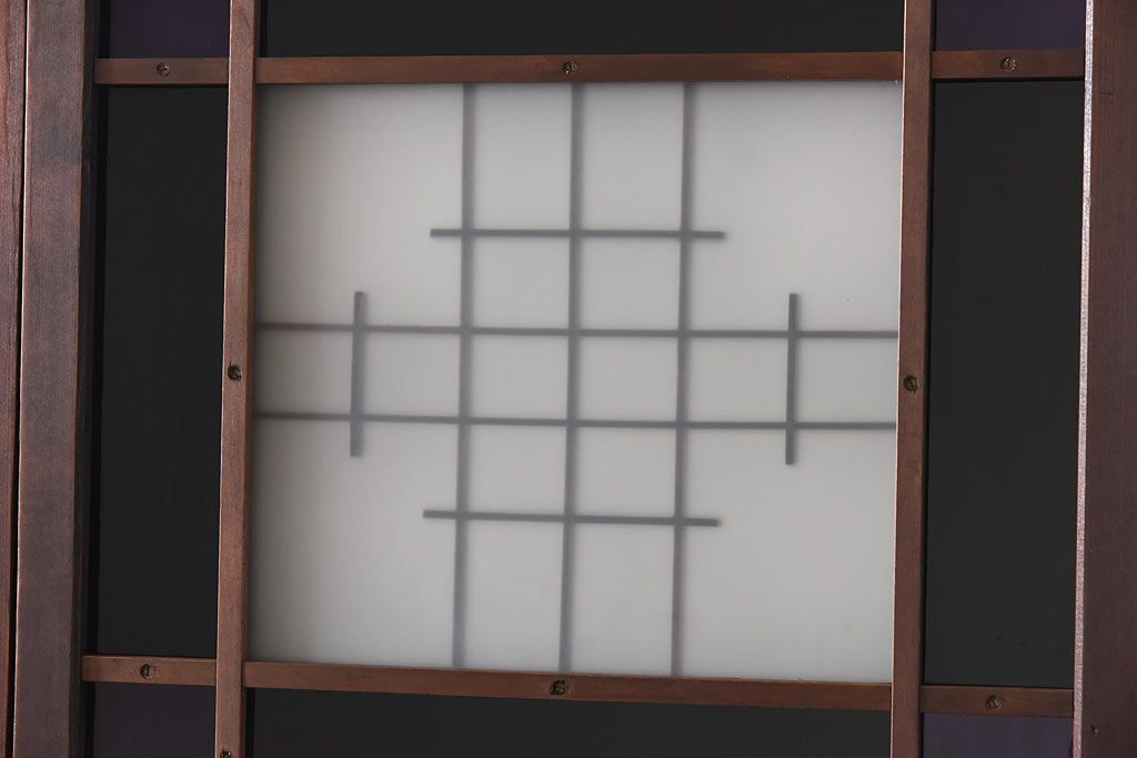 大正ロマン　スリムな形と色ガラスが魅力的な引き戸(ガラス戸、建具)4枚セット