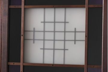 大正ロマン　スリムな形と色ガラスが魅力的な引き戸(ガラス戸、建具)4枚セット