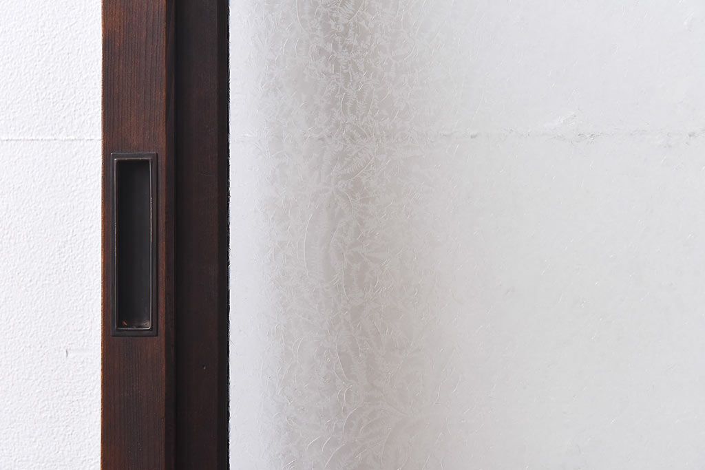 大正ロマン　スリムな形と色ガラスが魅力的な引き戸(ガラス戸、建具)4枚セット