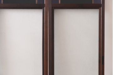 大正ロマン　スリムな形と色ガラスが魅力的な引き戸(ガラス戸、建具)4枚セット