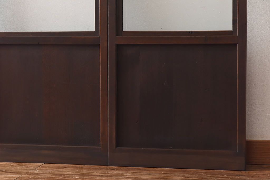 大正ロマン　スリムな形と色ガラスが魅力的な引き戸(ガラス戸、建具)4枚セット