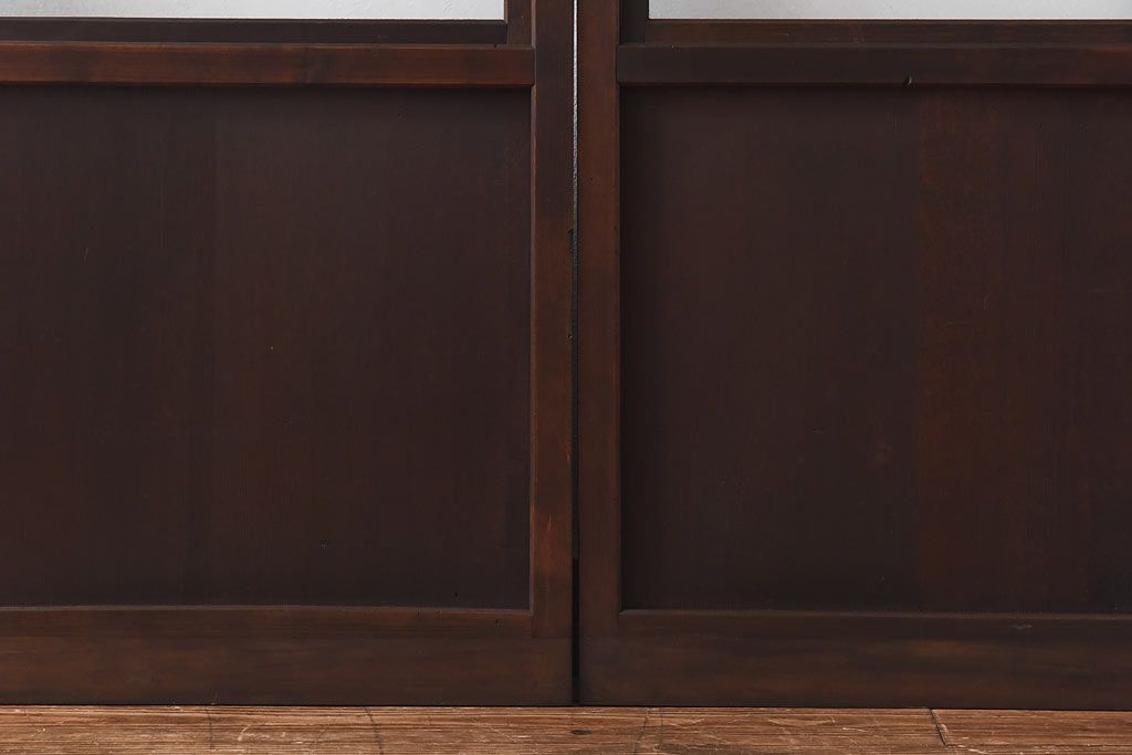 大正ロマン　スリムな形と色ガラスが魅力的な引き戸(ガラス戸、建具)4枚セット