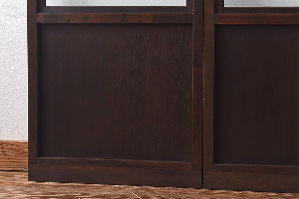 大正ロマン　スリムな形と色ガラスが魅力的な引き戸(ガラス戸、建具)4枚セット