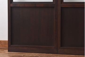 大正ロマン　スリムな形と色ガラスが魅力的な引き戸(ガラス戸、建具)4枚セット