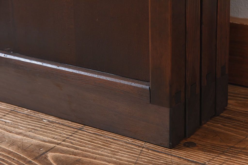 大正ロマン　スリムな形と色ガラスが魅力的な引き戸(ガラス戸、建具)4枚セット