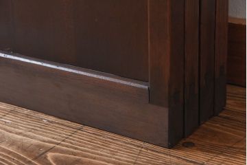 大正ロマン　スリムな形と色ガラスが魅力的な引き戸(ガラス戸、建具)4枚セット