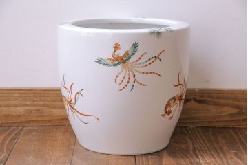 アンティーク雑貨　オールドノリタケ(則武・日陶)　星RC印　松・鳳凰図　上品な火鉢(手あぶり)