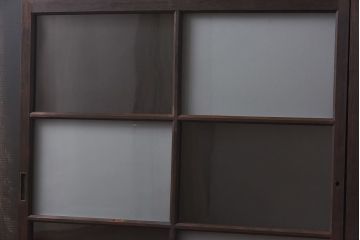 昭和レトロ　2種のガラスで作られた市松模様がおしゃれなガラス戸(窓)2枚セット