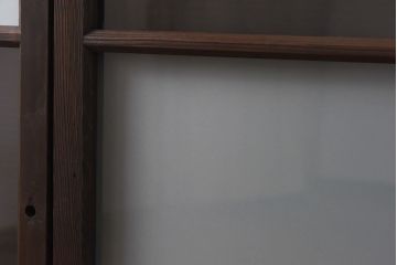 昭和レトロ　2種のガラスで作られた市松模様がおしゃれなガラス戸(窓)2枚セット