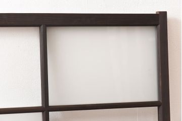 昭和レトロ　2種のガラスで作られた市松模様がおしゃれなガラス戸(窓)2枚セット