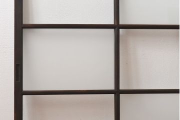 昭和レトロ　2種のガラスで作られた市松模様がおしゃれなガラス戸(窓)2枚セット