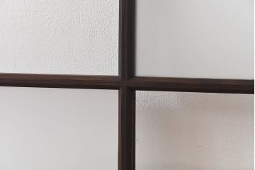 昭和レトロ　2種のガラスで作られた市松模様がおしゃれなガラス戸(窓)2枚セット