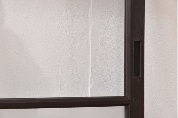 昭和レトロ　2種のガラスで作られた市松模様がおしゃれなガラス戸(窓)2枚セット