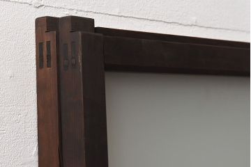 昭和レトロ　2種のガラスで作られた市松模様がおしゃれなガラス戸(窓)2枚セット