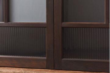 昭和レトロ　縞のデザインが個性的なガラス戸(窓、引き戸)3枚セット