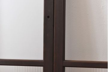 昭和レトロ　縞のデザインが個性的なガラス戸(窓、引き戸)3枚セット