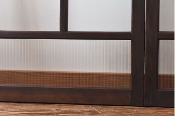 昭和レトロ　縞のデザインが個性的なガラス戸(窓、引き戸)3枚セット