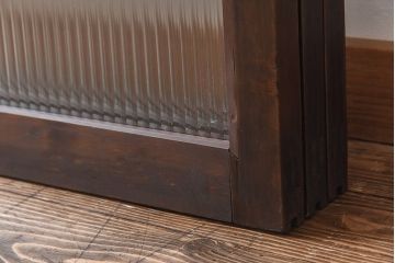 昭和レトロ　縞のデザインが個性的なガラス戸(窓、引き戸)3枚セット