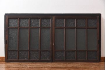【I様ご成約済】昭和レトロ　ガラスの組み合わせが素敵な窓(ガラス戸、引き戸)2枚セット