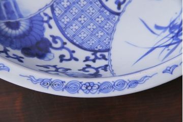 幕末明治期　一尺三寸　染付　竹唐草大皿(和食器)