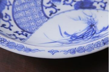 幕末明治期　一尺三寸　染付　竹唐草大皿(和食器)