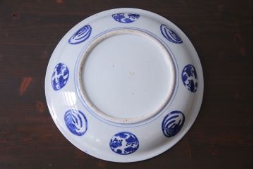 幕末明治期　一尺三寸　染付　竹唐草大皿(和食器)