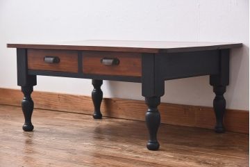 アンティーク家具　和製アンティーク　和モダンな雰囲気漂うペイント文机(センターテーブル、ローテーブル)